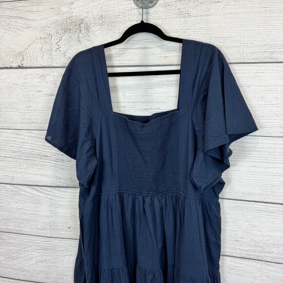 Free Assembly Plus Size Blue Short Sleeve Tiered Midi Dress Size XXXL - Picture 8 of 8